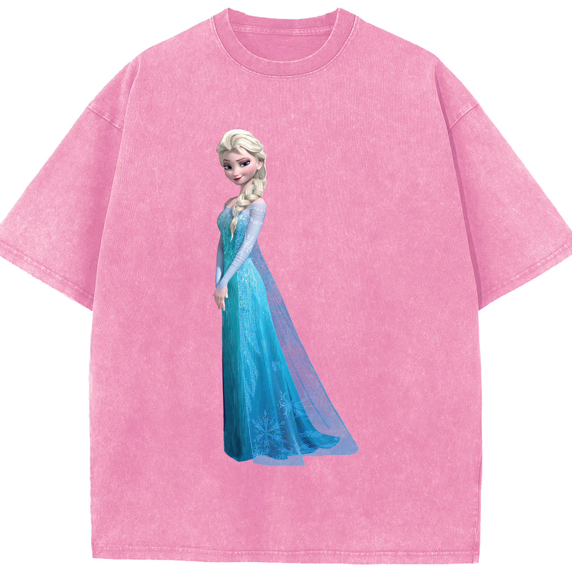（画像用） アナと雪の女王 アンナ エルサ Frozen Anna Elsa 綿100% ヴィンテージ風 半袖Tシャツ（フロントプリント）